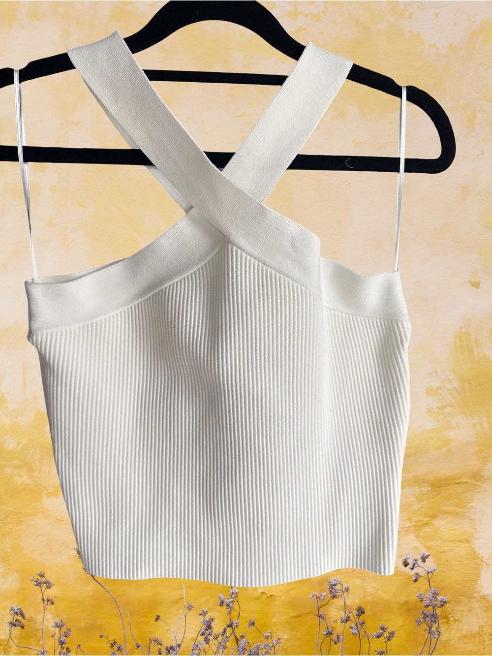 White Cross-Back Ribbed top